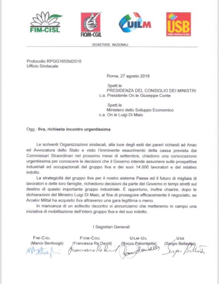 Sindacati Ilva